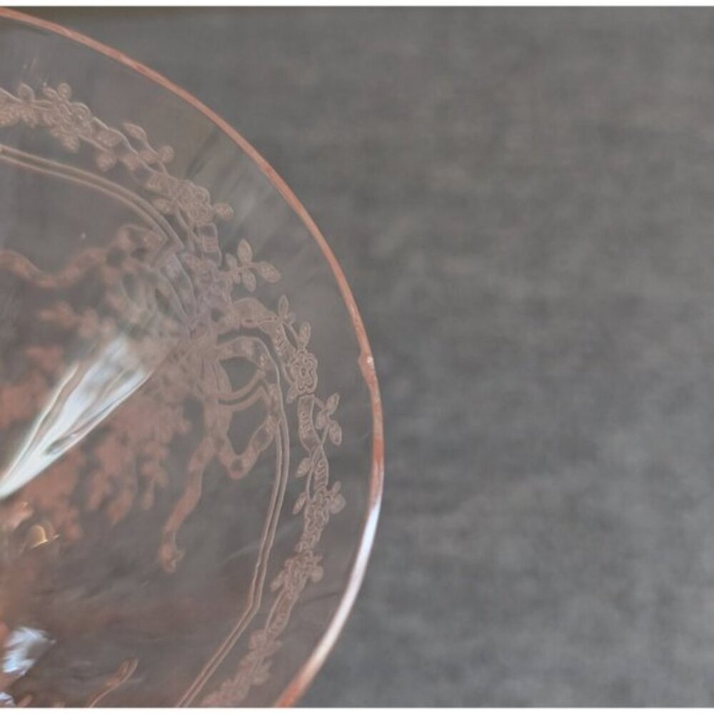 Fostoria "June" Pink Water Goblet, VG with Small Chip on Rim, UV-Reactive - Picture 3 of 5